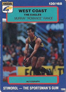 1990 AFL Scanlens Stimorol #130 Murray Rance Front